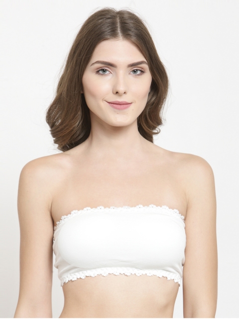 

PrettyCat White Solid Non-Wired Lightly Padded Bandeau Bra PC-SB-5135-WHT-36B