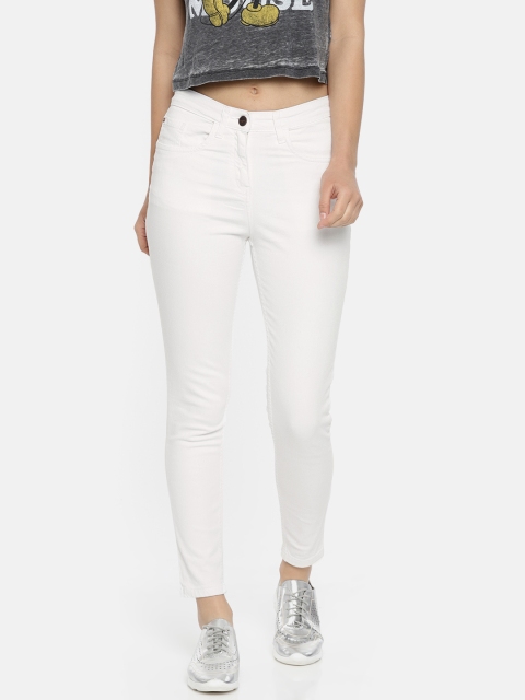 

Park Avenue Women White Jegging Skinny Fit Mid-Rise Clean Look Stretchable Cropped Jeans