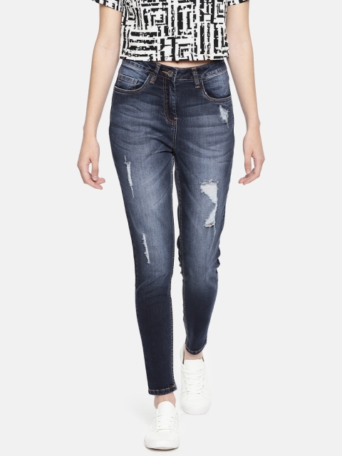 

Park Avenue Women Blue Ultra Skinny Fit Mildly Distressed Stretchable Cropped Jeans
