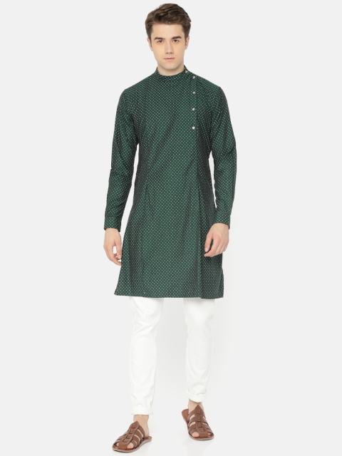 

Freehand Men Green Printed Straight Kurta
