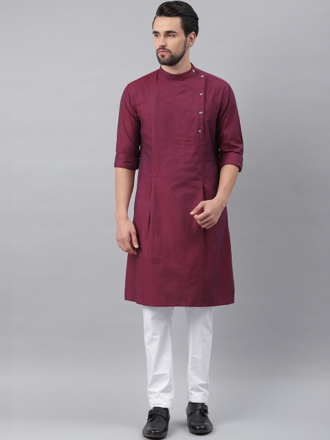 

Freehand Men Maroon Solid Straight Kurta