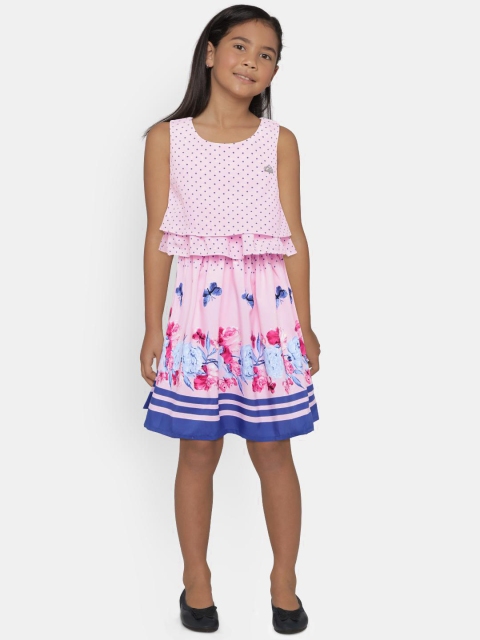 

Peppermint Girls Pink Printed Fit and Flare Dress