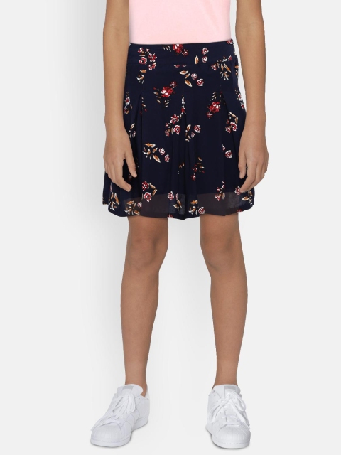 

Peppermint Girls Navy Blue A-Line Printed Skirt