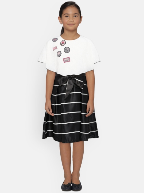 

Peppermint Girls Black & White Striped Fit and Flare Dress, Grey