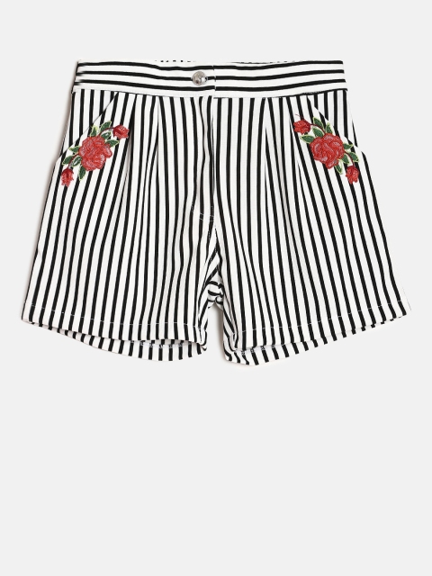 

Peppermint Girls White Striped Regular Fit Shorts