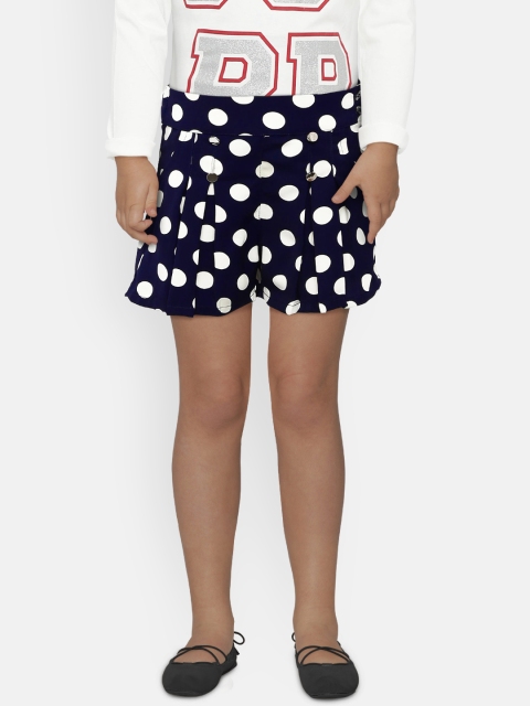 

Peppermint Girls Navy Blue Printed Regular Shorts