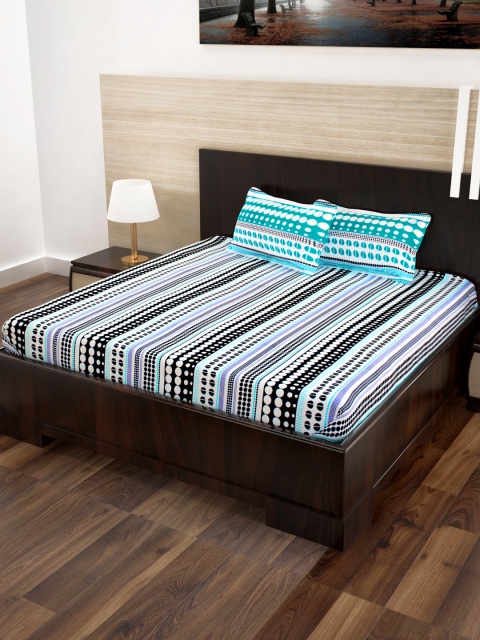 

Story@home Black Blue Flat 186TC Cotton 1 Double Bedsheet with 2 Pillow Covers