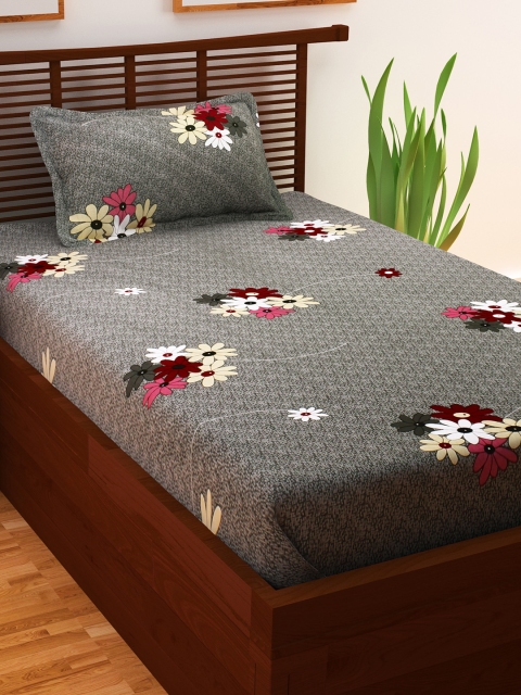 

Story@home Grey Printed Cotton 208 TC Double Bedsheet With 1 Pillow Cover