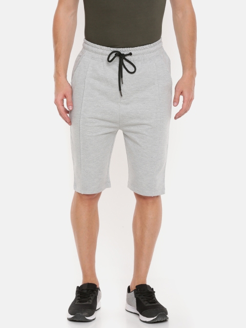 

SKULT by Shahid Kapoor Men Grey Melange Solid Slim Fit Regular Shorts