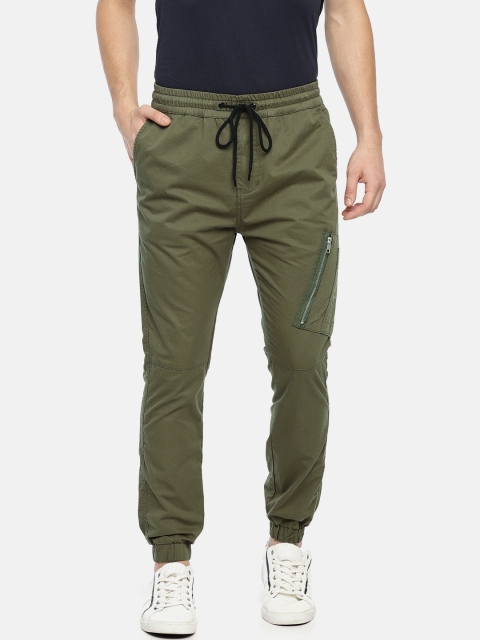 

SKULT by Shahid Kapoor Men Olive Green Regular Fit Solid Joggers