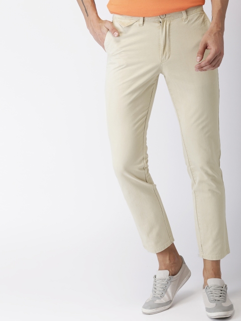 

Harvard Men Beige Slim Fit Solid Cropped Chinos