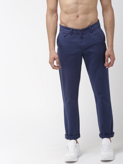 

Harvard Men Navy Blue Slim Fit Solid Cropped Chinos