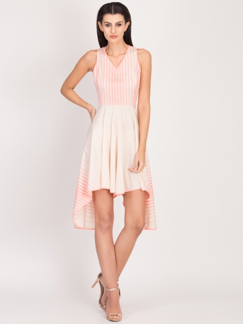 

Magzayra Women Pink Striped Fit and Flare Dress