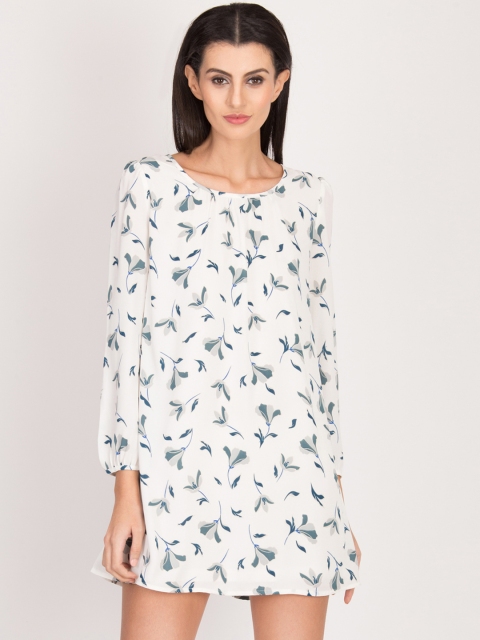 

Magzayra Women White Printed A-Line Dress