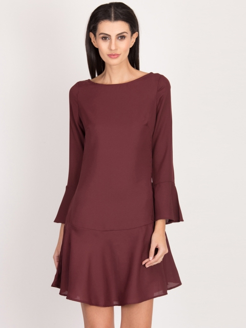 

Magzayra Women Maroon Solid Drop-Waist Dress