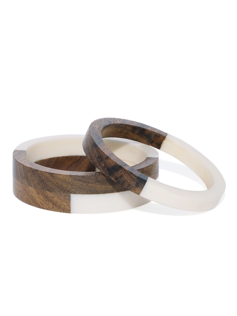 

Golden Peacock Set of 2 Sheesham Bangles, Brown