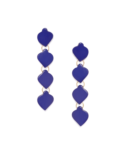 

Golden Peacock Blue Heart Shaped Drop Earrings
