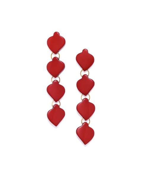 

Golden Peacock Red Heart Shaped Drop Earrings