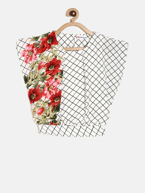 

Peppermint Girls Off-White Checked Blouson Top
