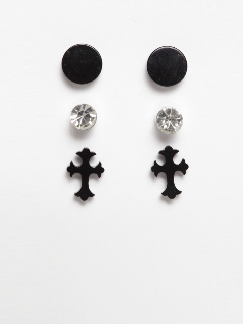 

SASSAFRAS Women Black & White Set of 3 Earrings