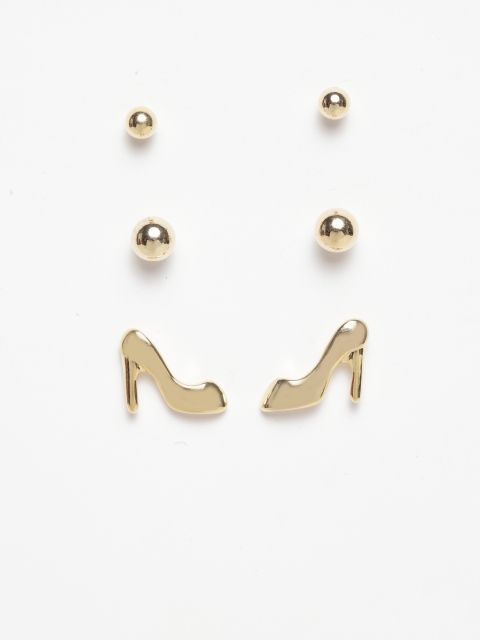 

SASSAFRAS Women Set of 3 Earrings, Gold