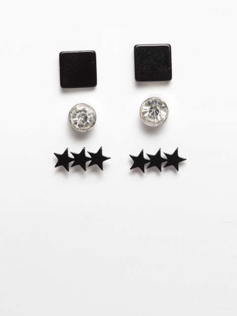 

SASSAFRAS Women Set of 3 Earrings, Black