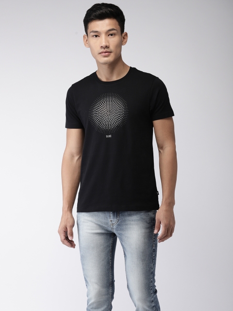 

Flying Machine Men Black Printed Round Neck Pure Cotton T-shirt
