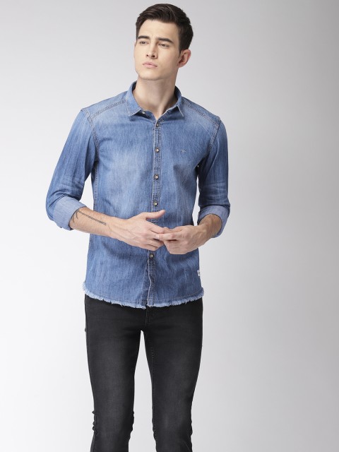 

Flying Machine Men Blue Regular Fit Faded Casual Shirt