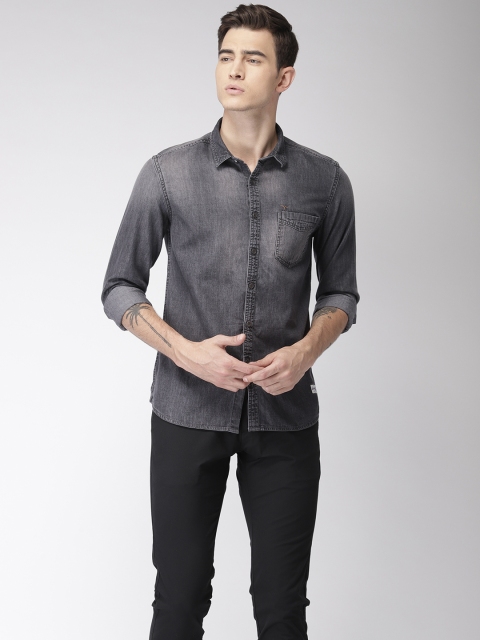 

Flying Machine Men Charcoal Grey Regular Fit Faded Casual Shirt