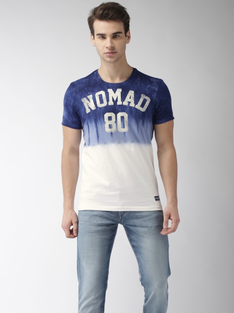 

Flying Machine Men Blue Printed Round Neck T-shirt