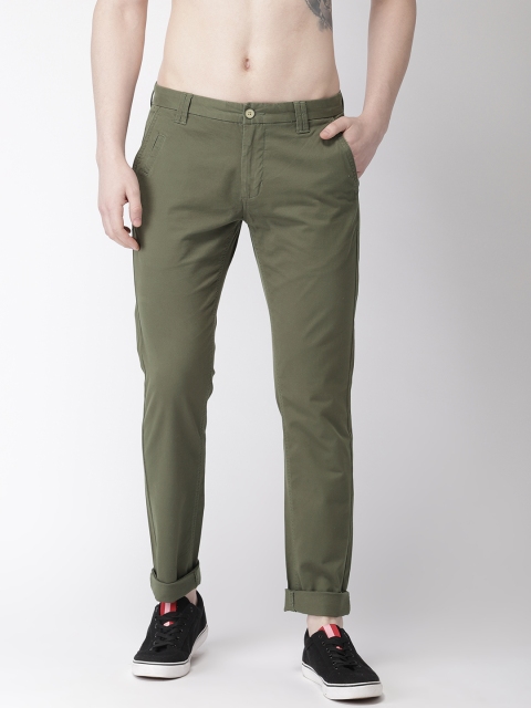 

Flying Machine Men Olive Green Super Slim Fit Solid Chinos