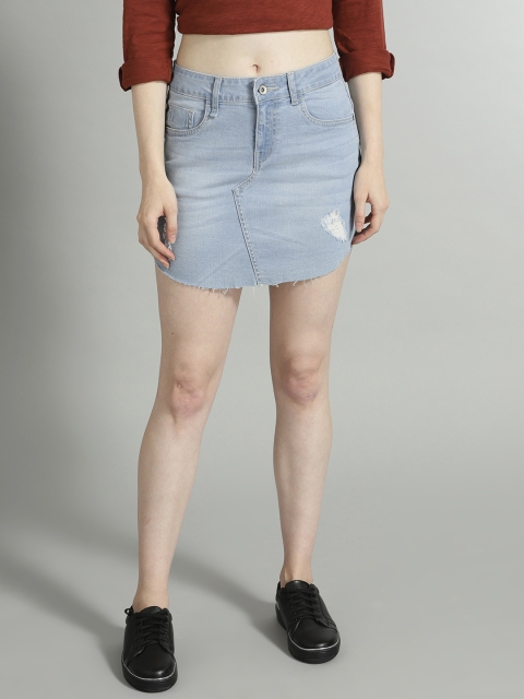 

Roadster Women Blue Washed Denim A-line Skirt