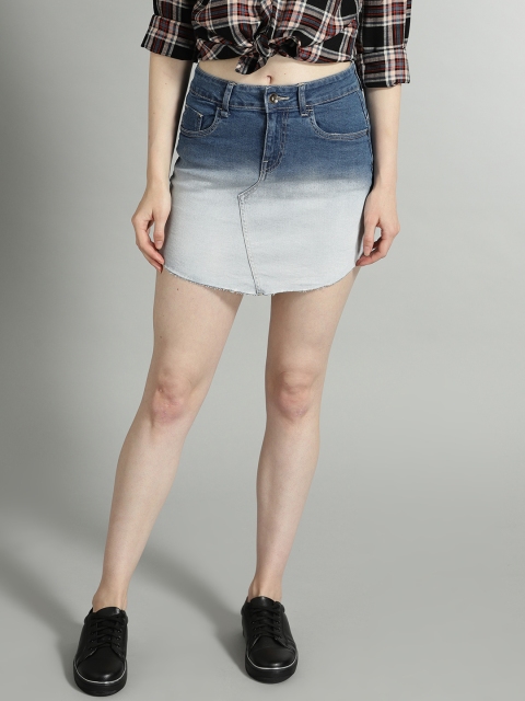 

Roadster Women Blue Washed Denim A-Line Skirt