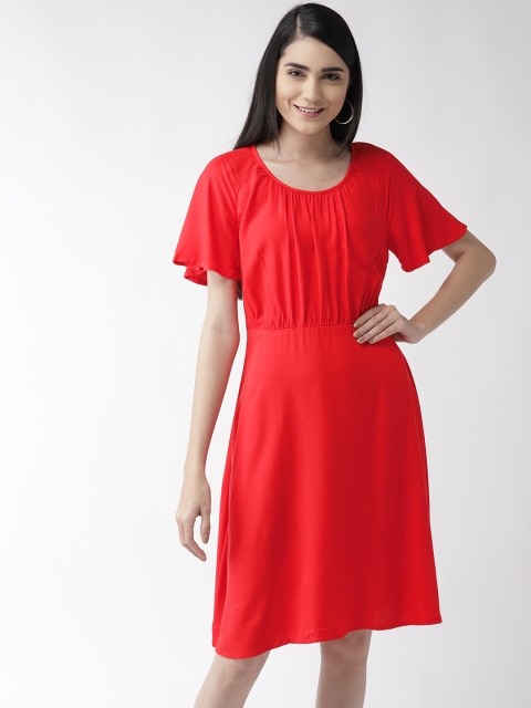 

Marks & Spencer Women Red Solid A-Line Dress