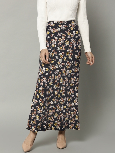 

Marks & Spencer Women Navy Blue & White Printed Maxi Skirt