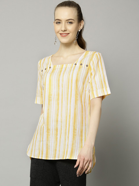 

Marks & Spencer Yellow & White Striped Tunic