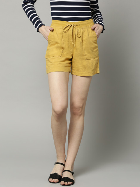 

Marks & Spencer Women Mustard Yellow Solid Regular Fit Shorts