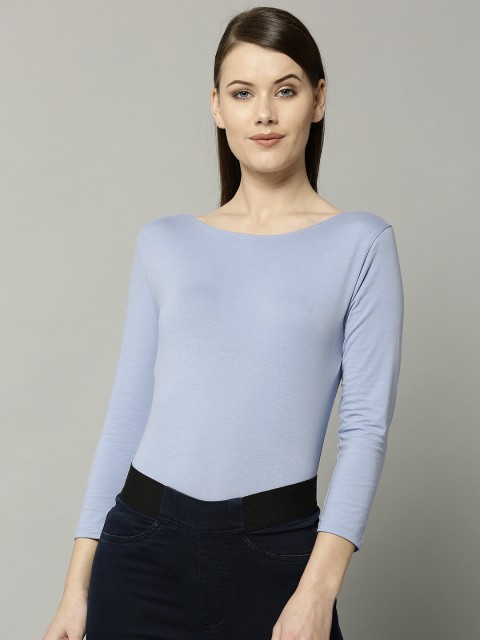 

Marks & Spencer Women Blue Solid Fitted Top