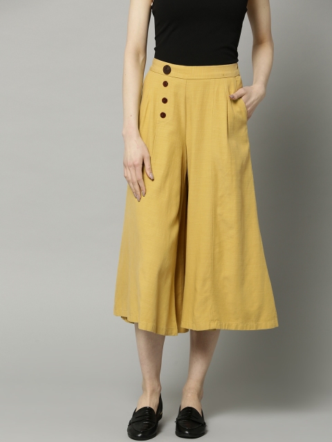 

Marks & Spencer Women Mustard Yellow Regular Fit Solid Culottes