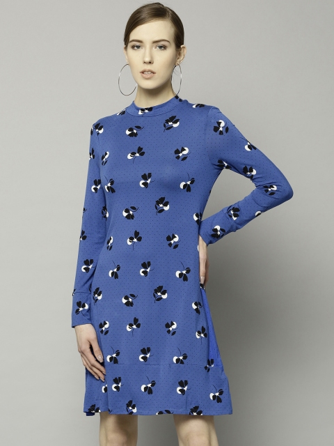 

Marks & Spencer Women Blue & Black Printed A-Line Dress