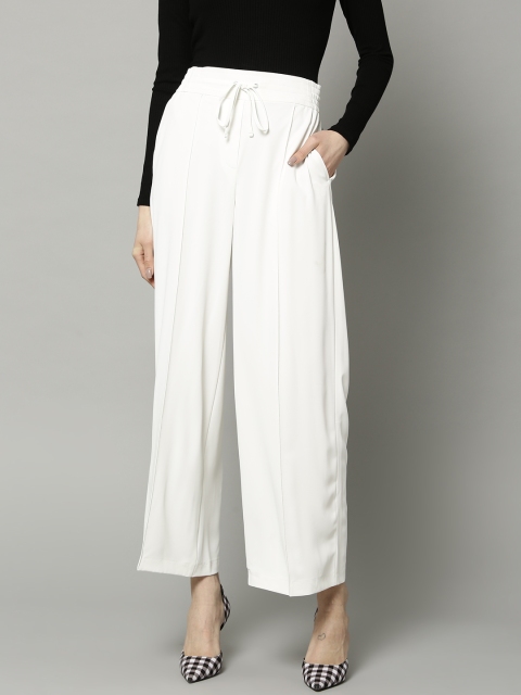 

Marks & Spencer Women White Regular Fit Solid Parallel Trousers
