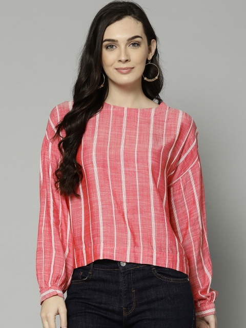 

Marks & Spencer Women Coral Red & White Striped Top