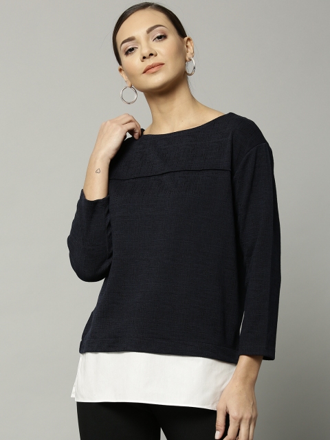 

Marks & Spencer Women Navy Blue Solid Top