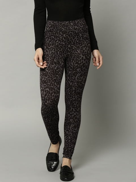 

Marks & Spencer Women Black & Grey Animal Print Leggings