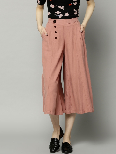 

Marks & Spencer Women Dusty Pink Regular Fit Solid Culottes