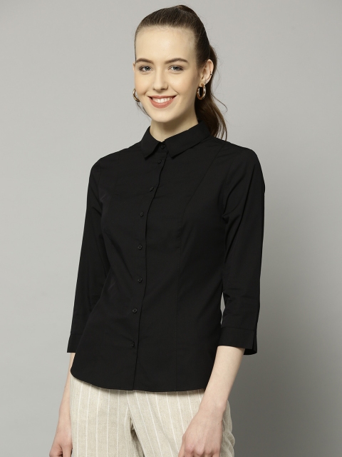 

Marks & Spencer Women Black Regular Fit Solid Formal Shirt