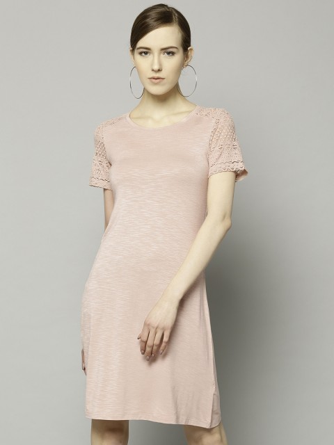 

Marks & Spencer Women Peach-Coloured Solid A-Line Dress