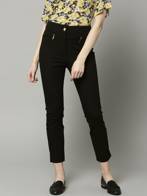 

Marks & Spencer Women Black Slim Fit Solid Trousers