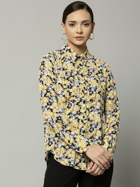 

Marks & Spencer Women Yellow & Black Regular Fit Floral Print Casual Shirt