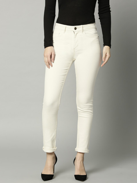 

Marks & Spencer Women Off-White Slim Fit Mid-Rise Clean Look Stretchable Jeans